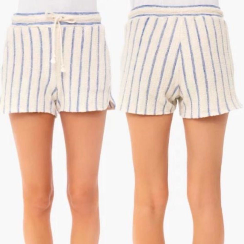 Faherty Pacifica Terry Short Blue Ecru Size XS Elastic Waist Beach Stripe Lounge